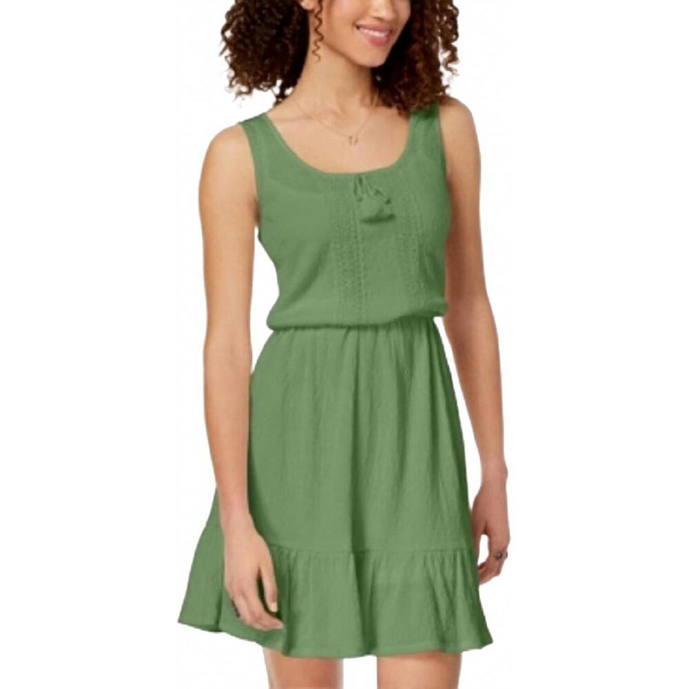 NEW BEBOP ruffled hem peasant dress in avocado